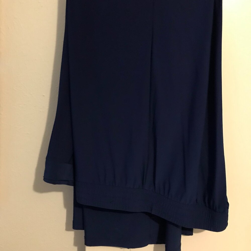 IMAN navy blue pants, 2X Long, new, never worn, silky feel, elastic waist band.